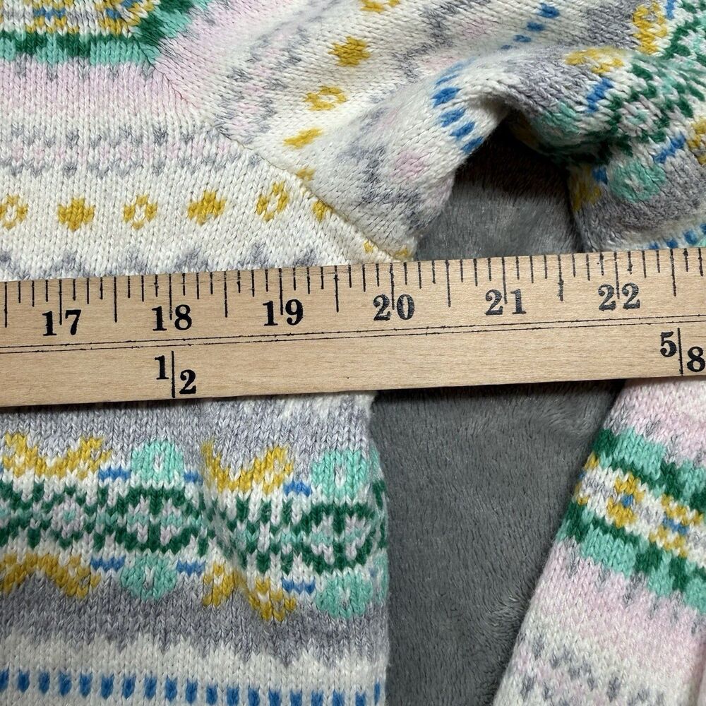 Talbots Winter Fair Isle Crewneck Sweater Women’s PL White Long Sleeve Pullover - Picture 5 of 7